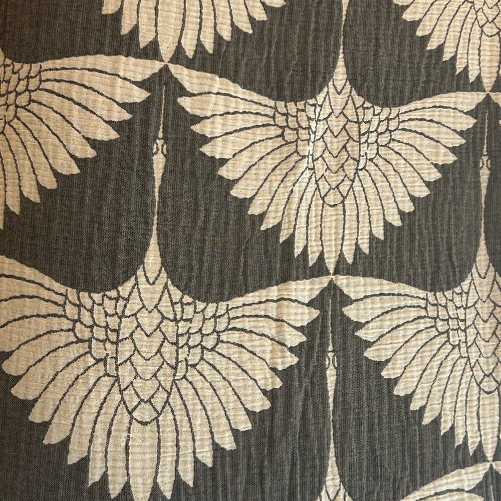 Modern Black + Gray Birds in Flight Cranes Throw Blanket Organic Cotton 2 Side - Picture 4 of 16